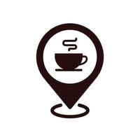 Coffee-Shop-Standort-Pin-Symbol, Vektor, Illustration. vektor