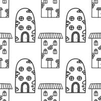 Gekritzel süße handgezeichnete Häuser Vektor nahtloses Muster