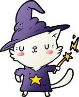 Magischer, erstaunlicher Cartoon-Katzen-Zauberer vektor