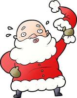 Cartoon-Weihnachtsmann winkt mit seinem Hut vektor