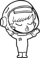 tecknad serie Söt astronaut flicka vektor