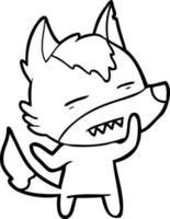 Karikaturwolf, der Zähne zeigt vektor