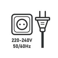 Hinweisschild 220-240 Volt. Steckdosen- und Steckerschild. Vektor-Illustration vektor