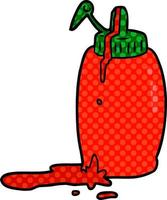 tecknad serie tomat ketchup flaska vektor