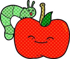 tecknad serie äpple och insekt vektor