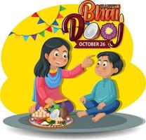 Happy Bhai Dooj Day Text Banner Design vektor