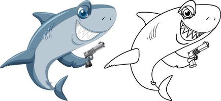 klotter djur- karaktär för haj vektor