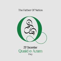 quaid e azam day post design mit jinnah-kalligrafie vektor