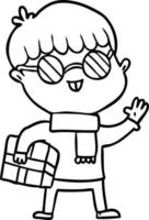 Cartoon-Junge mit Brille vektor