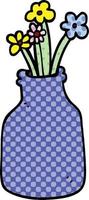 Cartoon-Blumen im Comic-Stil in Vase vektor