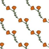 sömlös mönster med skön orange blommor på vit bakgrund. vektor bild.