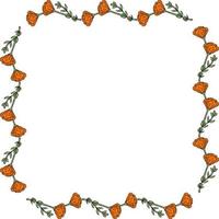 fyrkant ram med söt orange blommor på vit bakgrund. vektor bild.