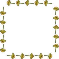 quadratischer rahmen mit fantastischen horizontalen gelben blumen auf weißem hintergrund. Vektorbild. vektor