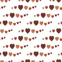 sömlös mönster med mysigt brun och orange hjärtan på vit bakgrund. vektor bild.