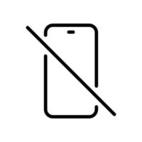 Nej mobil telefon ikon vektor i linje stil. mobiltelefon förbjuden, av smartphone snälla du, sluta använder sig av enhet tecken symbol