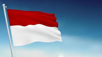 indonesien und monaco schwenkende flagge auf himmelhintergrund, vektorillustration vektor