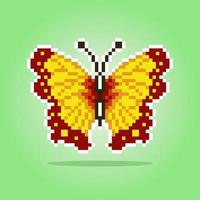 pixel 8-bitars fjäril. djur för speltillgångar i vektorillustration. vektor