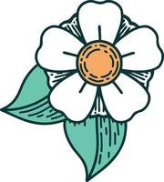 Tattoo-Stil-Ikone einer Blume vektor