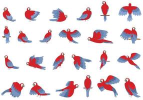 Ara-Symbole setzen Cartoon-Vektor. fliegender Papagei vektor