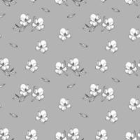 Muster aus weißen Blumen auf grauem Hintergrund, schwarz und weiß vektor