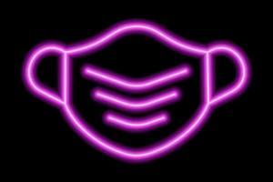 de silhuett av en medicinsk mask på en svart bakgrund. rosa linje i neon stil vektor
