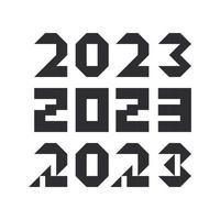 2023 stiliserade text uppsättning. ny år siffra minimalistisk pixel brutalism design mall. enkel bauhaus jul logotyp dekor för baner, kort, broschyr, omslag och kalender. vektor illustration.