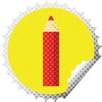 röd färg penna grafisk vektor illustration runda klistermärke stämpel