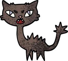 grunge texturerad illustration tecknad serie halloween svart katt vektor