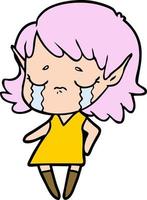 weinendes Cartoon-Elf-Mädchen vektor
