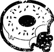 Distressed-Effekt gebissen mattierte Donut-Grafik-Vektor-Illustration-Symbol vektor