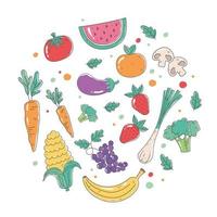 hälsosam ekologisk mat med färsk frukt och grönsaker vektor
