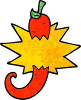 Grunge strukturierte Abbildung Cartoon Red Hot Chili vektor