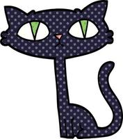 komisk bok stil tecknad serie halloween svart katt vektor