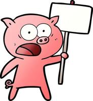 Zeichentrickschwein protestiert vektor