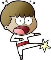 tecknad serie pojke karate sparkar vektor