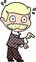 Cartoon-Mann mit Schnurrbart, der einen Punkt macht vektor