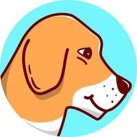 Hund Beagle. zeichentrickfigur.haustier. ein Symbol für die Websites von Tierhandlungen und Tierkliniken. Flacher Vektor der Strichzeichnungen.