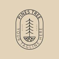 tall träd linje konst logotyp, ikon och symbol, med emblem vektor illustration design