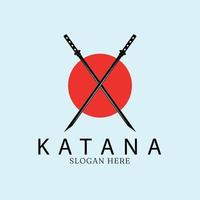 katana svärd linje konst logotyp, ikon och symbol, vektor illustration design