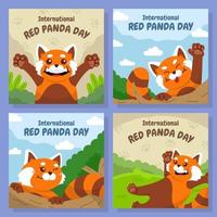 handgezeichnete lustige rote Pandas vektor