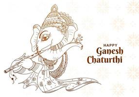 skiss stil ganesh chaturthi design på dekorativt mönster vektor