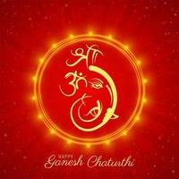 quadratisches rotes und goldenes Fest der Ganesh Chaturthi Karte vektor