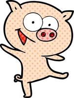 Fröhlicher tanzender Schweine-Cartoon vektor