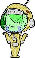 Cartoon weinendes Astronautenmädchen vektor
