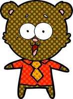 Lachender Teddybär-Cartoon in Hemd und Krawatte vektor