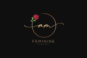 första am feminin logotyp skönhet monogram och elegant logotyp design, handstil logotyp av första signatur, bröllop, mode, blommig och botanisk med kreativ mall. vektor