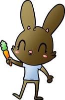 söt tecknad serie kanin med morot vektor