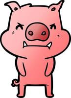 Wütendes Cartoon-Schwein vektor