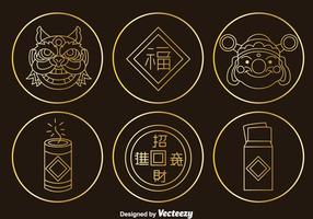 Chinesische Kultur Element Gold Icons Vektor