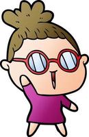 tecknad serie kvinna bär glasögon vektor